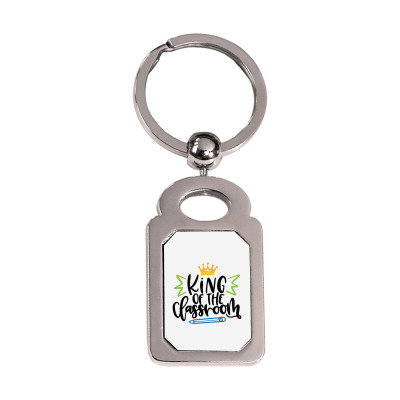 King Of The Classroom Silver Rectangle Keychain Designed By Desi