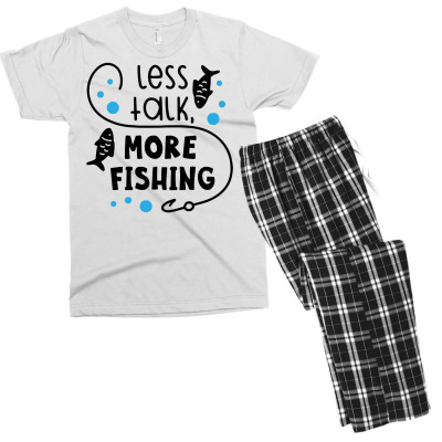 Less Talk More Fishing Men's T-shirt Pajama Set Designed By Desi