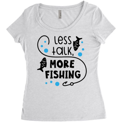 Less Talk More Fishing Women's Triblend Scoop T-shirt Designed By Desi