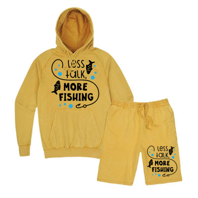 Less Talk More Fishing Vintage Hoodie And Short Set Designed By Desi
