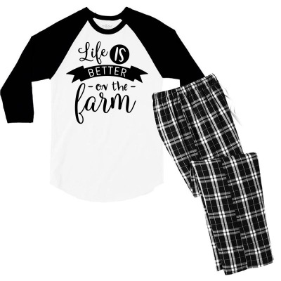 Life Is Better On The Farm Men's 3/4 Sleeve Pajama Set Designed By Desi