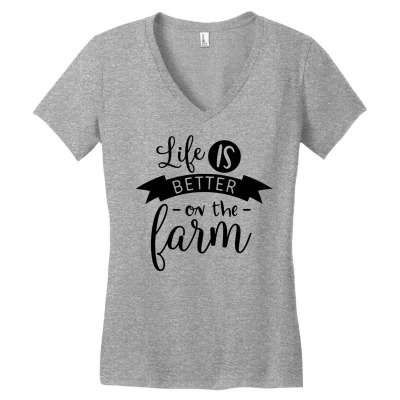 Life Is Better On The Farm Women's V-neck T-shirt Designed By Desi