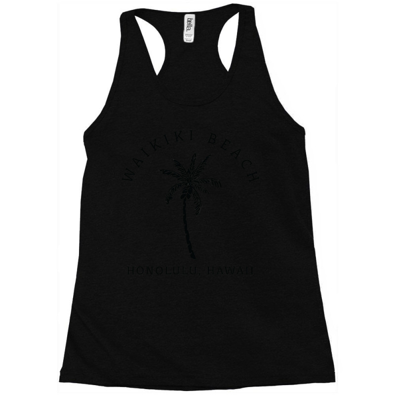 Retro Cool Waikiki Beach Hawaiian Island Palm Tree Souvenir Racerback Tank by home12 | Artistshot