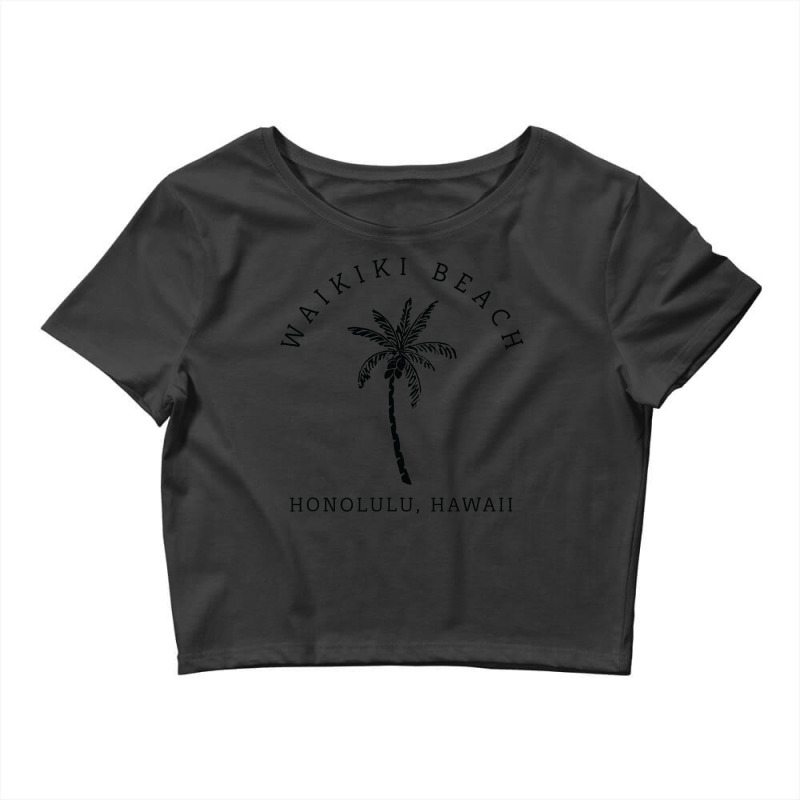 Retro Cool Waikiki Beach Hawaiian Island Palm Tree Souvenir Crop Top by home12 | Artistshot