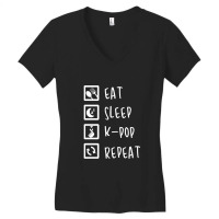 Eat Sleep K-pop Repeat Perfect Combination Music Shirt Essential Women's V-neck T-shirt | Artistshot