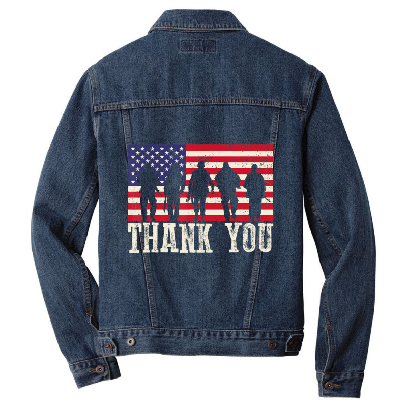 Patriotic American Flag Thank You Women Kid Girl Boy Men Denim Jacket | Artistshot