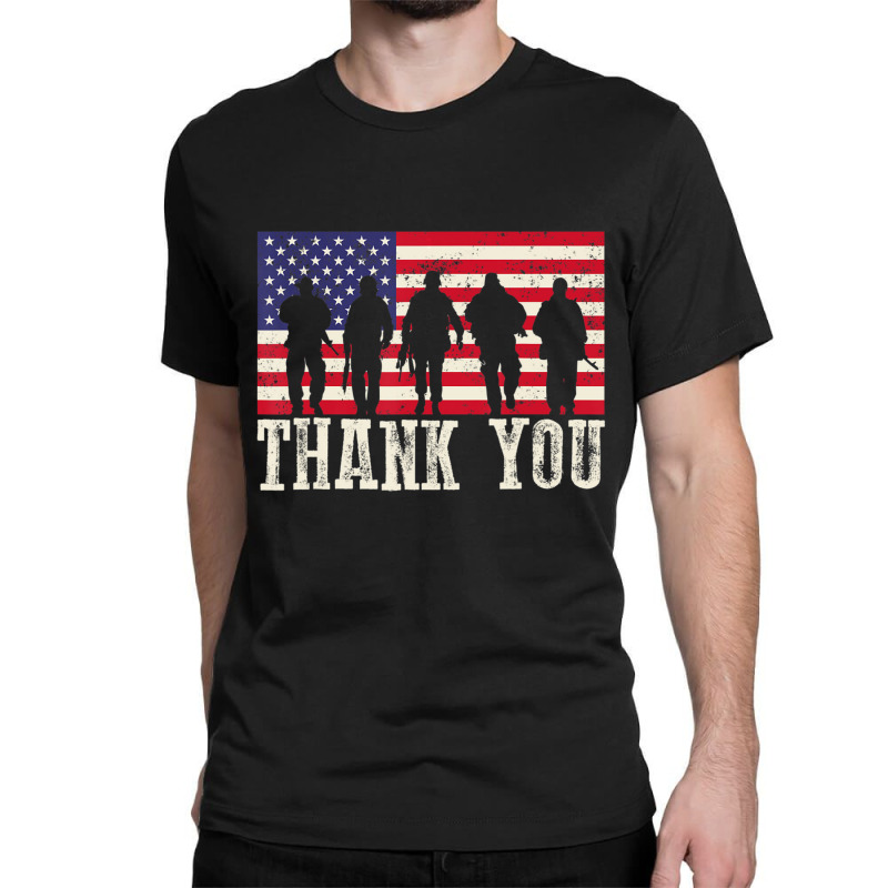 Patriotic American Flag Thank You Women Kid Girl Boy Classic T-shirt | Artistshot