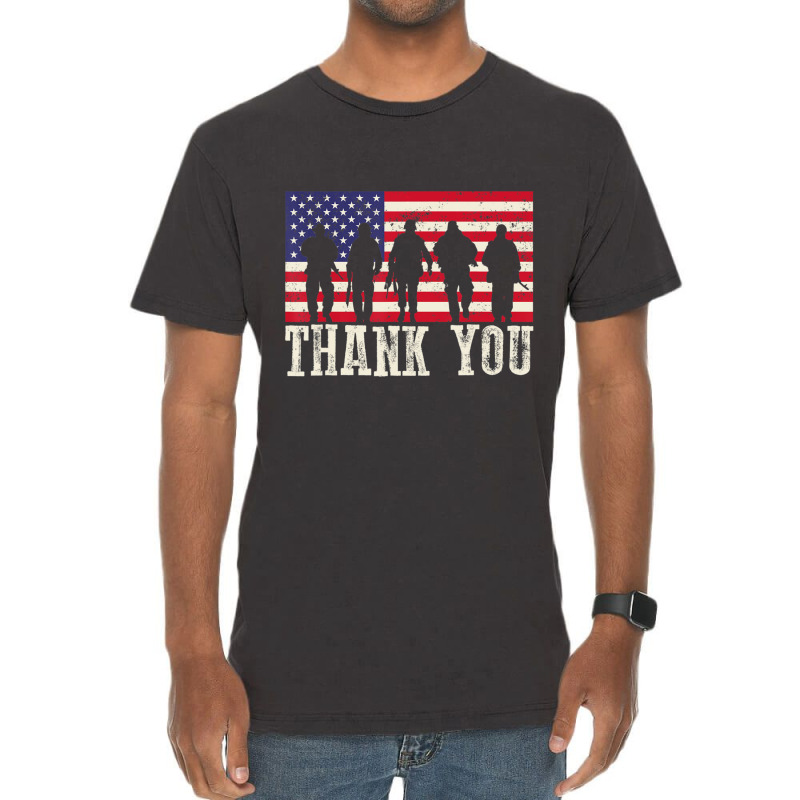 Patriotic American Flag Thank You Women Kid Girl Boy Vintage T-shirt | Artistshot