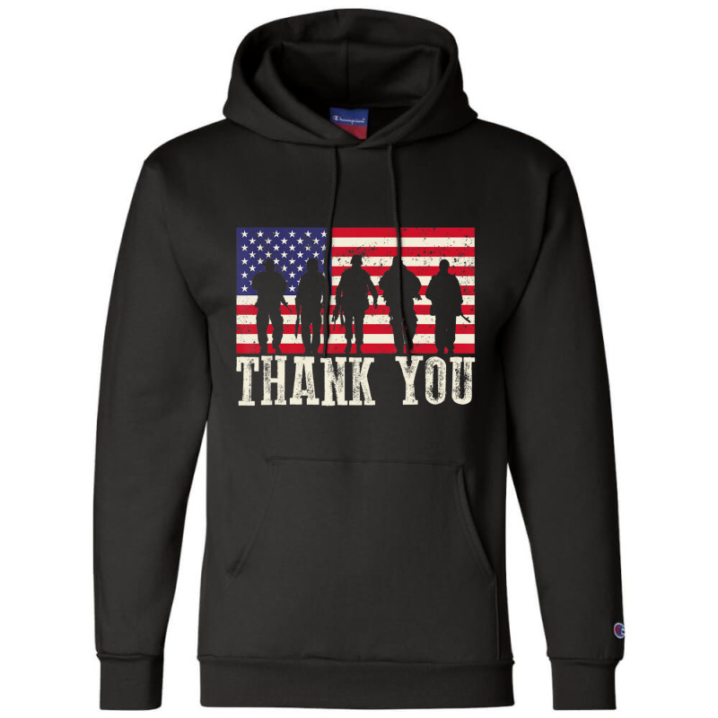 Patriotic American Flag Thank You Women Kid Girl Boy Champion Hoodie | Artistshot