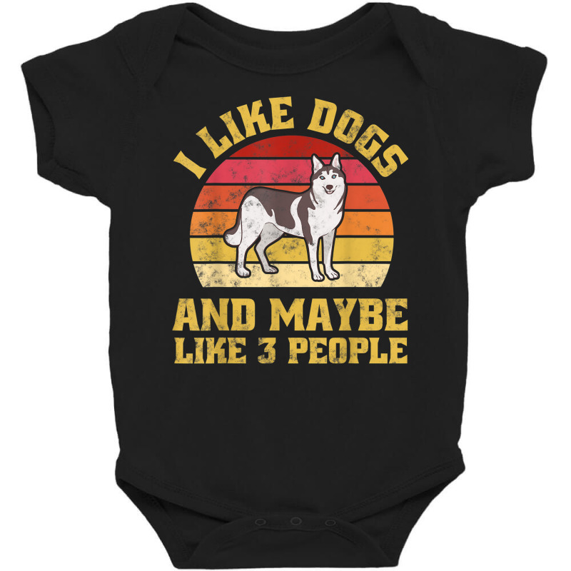 Funny Pets Animal Siberian Husky Dog Vintage Retro Sunset Baby Bodysuit by Clinical | Artistshot