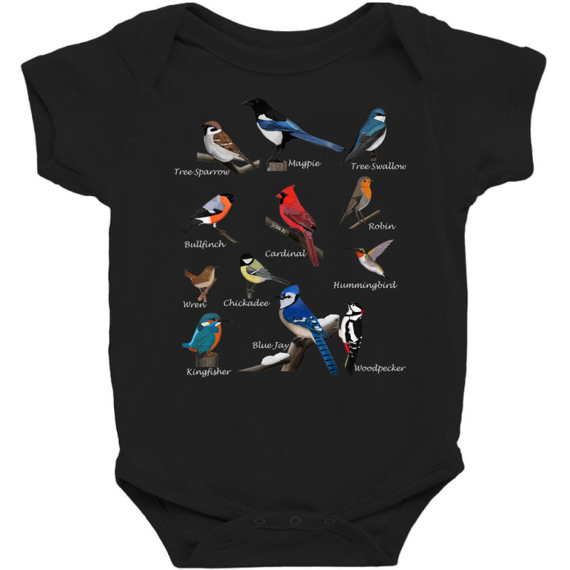 Garden Birds Cardinal Blue Jay Hummingbird Robin Wren Finch Baby Bodysuit by cm-arts | Artistshot