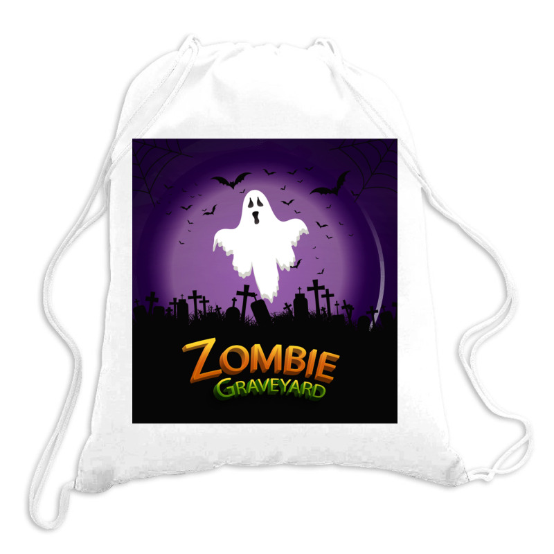 Zombie In Graveyard Drawstring Bags | Artistshot