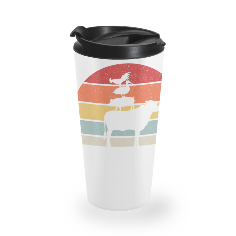 Retro Farm Animals Animal Lover Cow Pig Duck & Chicken Travel Mug | Artistshot