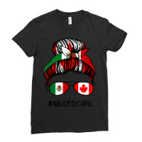 Mexico Canada Flag Mexican Canadian Messy Bun Ladies Fitted T-shirt | Artistshot