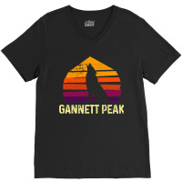 Retro Gannett Peak Wyoming National Park Wolfs Head V-neck Tee | Artistshot