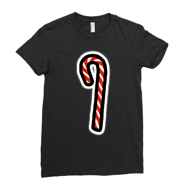 A Candy Cane For Christmas Minimal Art Ladies Fitted T-Shirt by Oreilly Ulrich | Artistshot