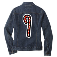 A Candy Cane For Christmas Minimal Art Ladies Denim Jacket | Artistshot