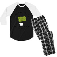 Albo Variegated Monstera Aficionado Men's 3/4 Sleeve Pajama Set | Artistshot