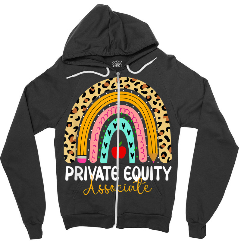 Private Equity Associate Leopard Rainbow Finance Back Work Zipper Hoodie by August | Artistshot