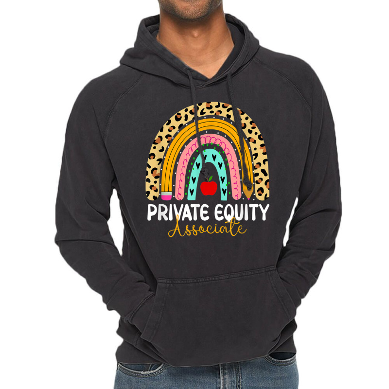 Private Equity Associate Leopard Rainbow Finance Back Work Vintage Hoodie by August | Artistshot