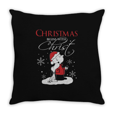 Snoopy And Charlie Brown Christmas Begins With Christ Throw Pillow Designed By Kakashop
