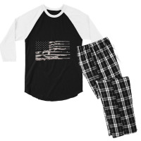 Big American Flag With Machine Guns 2a Flag Men's 3/4 Sleeve Pajama Set | Artistshot