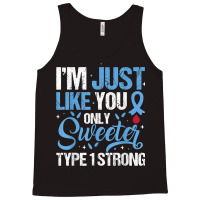 Type 1 Strong T1d Warrior Diabetes Awareness Blue Ribbon Tank Top | Artistshot