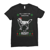 All I Want For Christmas Is My Husky Ladies Fitted T-shirt | Artistshot