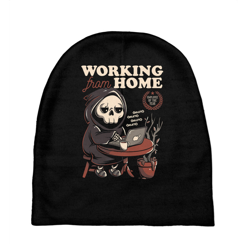 Working From Home Office Grim Reaper Skull Cute Halloween T Shirt Baby Beanies | Artistshot