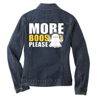 More Boos Please Funny Halloween Drinking Ghost Drunk Ladies Denim Jacket | Artistshot