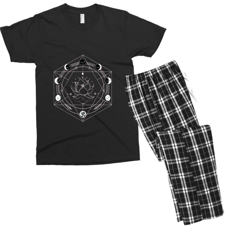 Black Lotus Moon Flower Phases Yoga Men's T-shirt Pajama Set | Artistshot