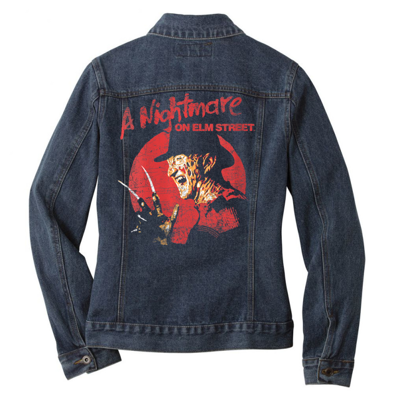 Womens A Nightmare On Elm Street Freddy Circle V-neck Ladies Denim Jacket by mckeebeckett3l9yxd | Artistshot