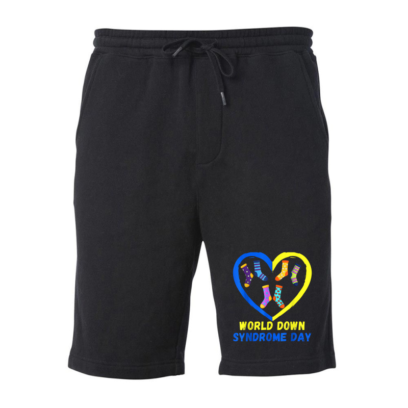 Blue Yellow Heart 21 World Down Syndrome Awareness Day 2022 Fleece Short | Artistshot