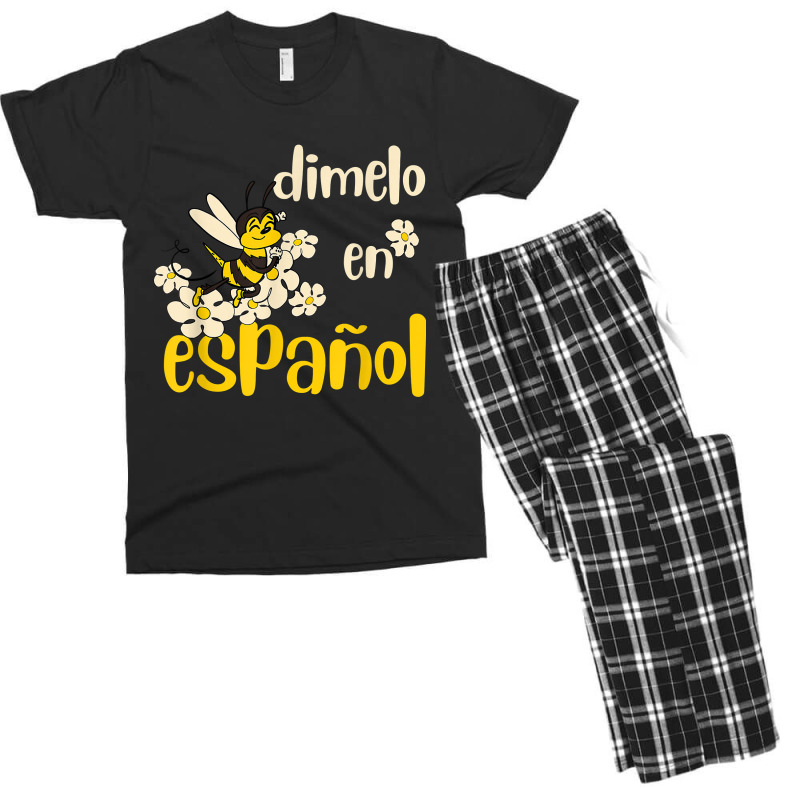 Dimelo En Espanol Cute Bee Spanish Teacher Maestra Bilingue Men's T-shirt Pajama Set by JonathonBarringer | Artistshot