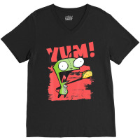 Invader Zim Gir Screaming Yum! Taco Portrait V-neck Tee | Artistshot