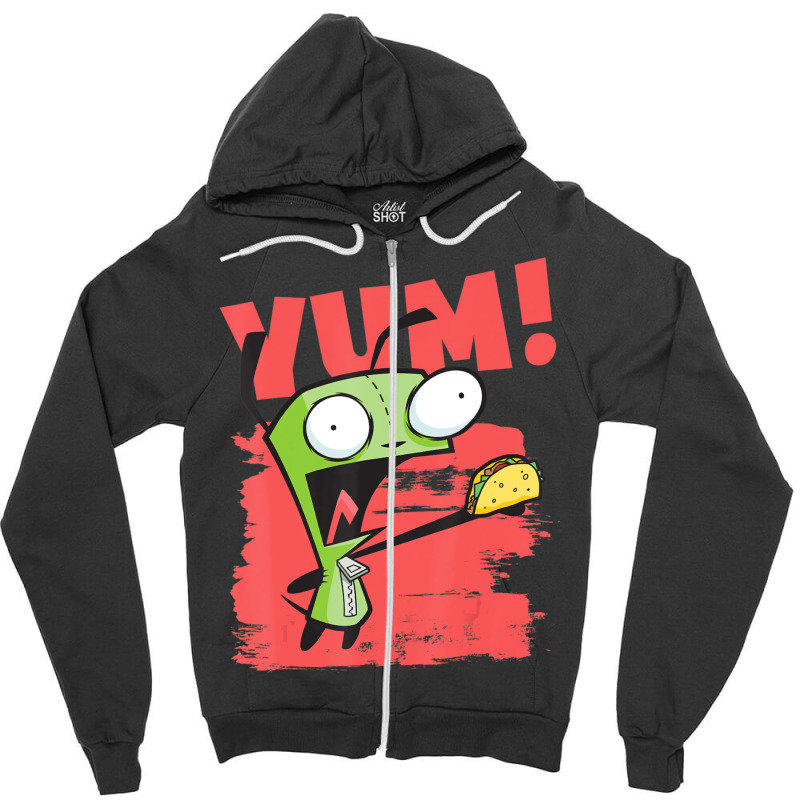 Invader Zim Gir Screaming Yum! Taco Portrait Zipper Hoodie by cm-arts | Artistshot