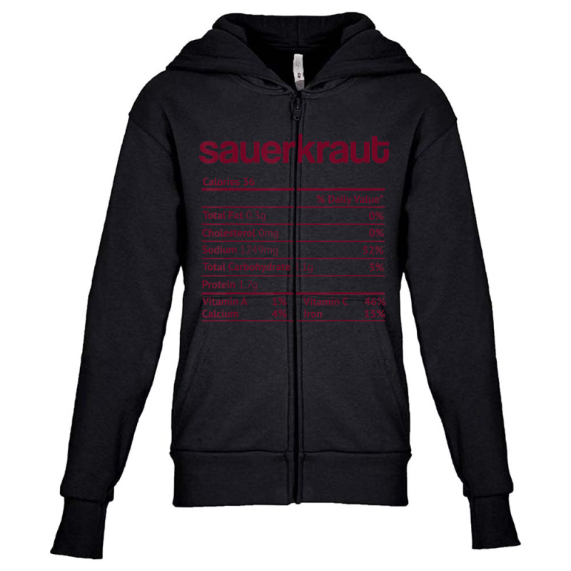 Sauerkraut Nutrition Fact Thanksgiving Christmas Youth Zipper Hoodie by cm-arts | Artistshot