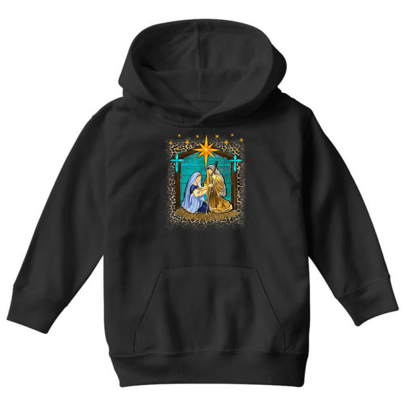 Merry Christmas Jesus Christ Nativity Scene Christian Youth Hoodie by Color | Artistshot