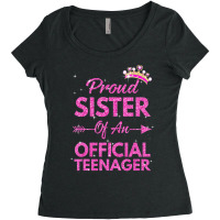 Proud Sister Official Teenager 13th Birthday 13 Year Old Women's Triblend Scoop T-shirt | Artistshot