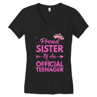 Proud Sister Official Teenager 13th Birthday 13 Year Old Women's V-neck T-shirt | Artistshot