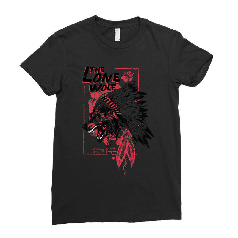 Lonely Wolf Indian Shirt Premium Ladies Fitted T-Shirt by cm-arts | Artistshot