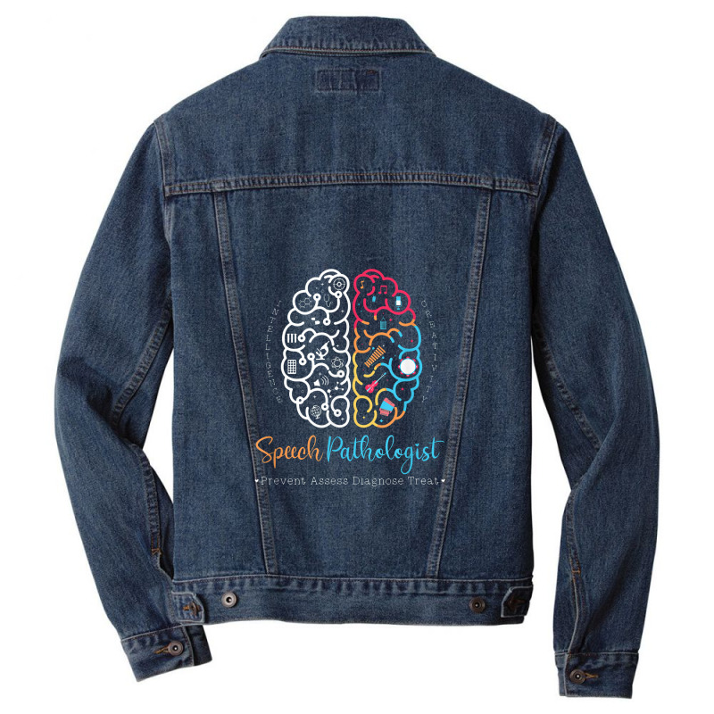 Brain Of A Speech Pathologist Speech Language Therapy Men Denim Jacket | Artistshot