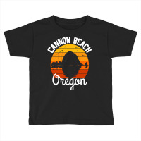 Retro Sunset Haystack Rock Souvenir Cannon Beach Pullover Hoodie Toddler T-shirt | Artistshot