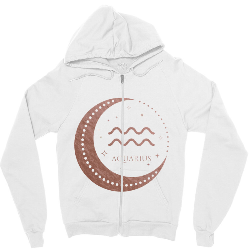 Boho Aquarius Constellation Moon Birthday Zipper Hoodie | Artistshot