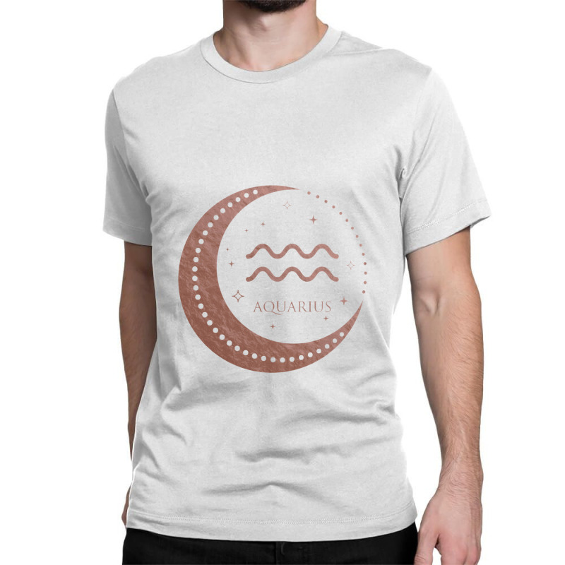 Boho Aquarius Constellation Moon Birthday Classic T-shirt | Artistshot