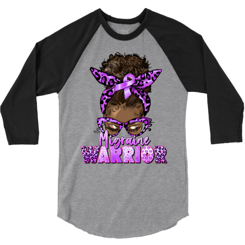 Migraine Warrior Afro Messy Bun 3/4 Sleeve Shirt | Artistshot