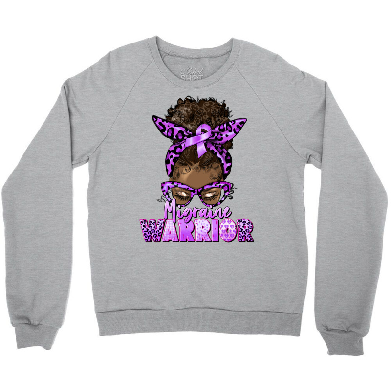 Migraine Warrior Afro Messy Bun Crewneck Sweatshirt | Artistshot