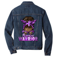 Migraine Warrior Afro Messy Bun Men Denim Jacket | Artistshot