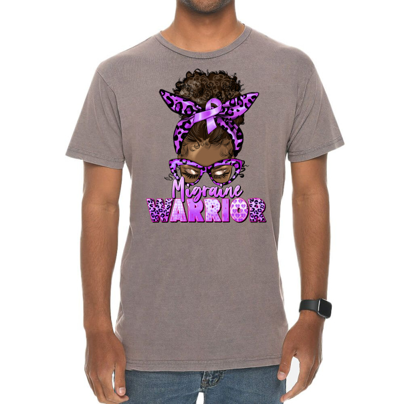 Migraine Warrior Afro Messy Bun Vintage T-shirt | Artistshot