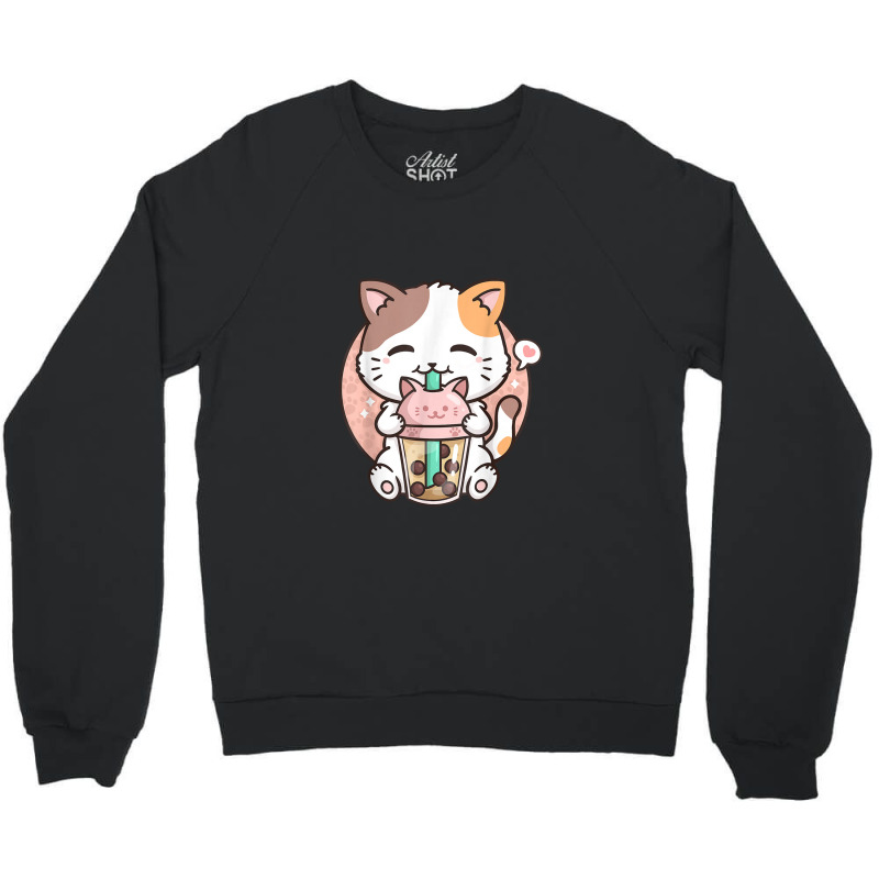 Boba Tea Cat Bubble Tea Cat Milk Tea Kawai Anime Cat Crewneck Sweatshirt | Artistshot